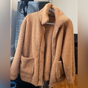 Brown/khaki Sherpa zip up